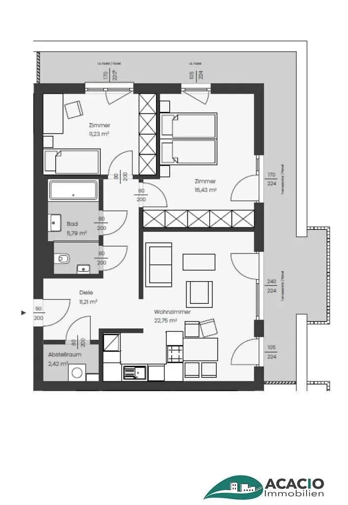 3-Zimmer-Wohnung kaufen in Sankt Pölten Land – 69,83 m², € 275.000 – Bild 21 von 21