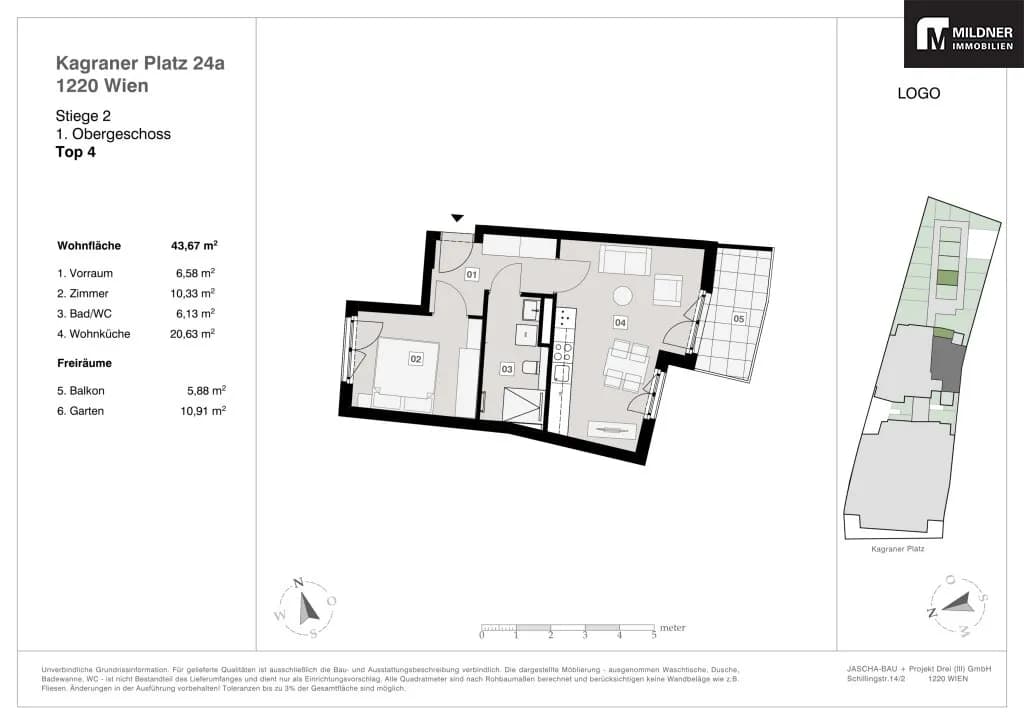 2-Zimmer-Wohnung kaufen in Wien – 43,67 m², € 324.366 – Bild 12 von 12
