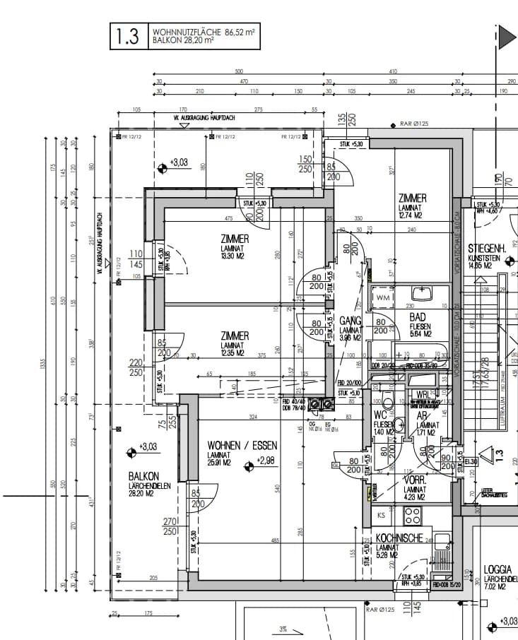 4-Zimmer-Wohnung mieten in Wiener Neustadt Land – 86,52 m², € 1.196 – Bild 2 von 2