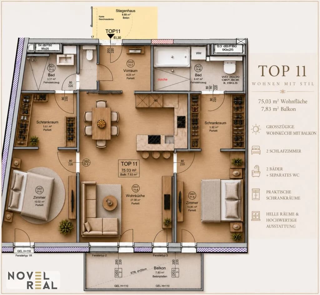 3-Zimmer-Wohnung kaufen in Wien – 78,95 m², € 799.000 – Bild 20 von 20