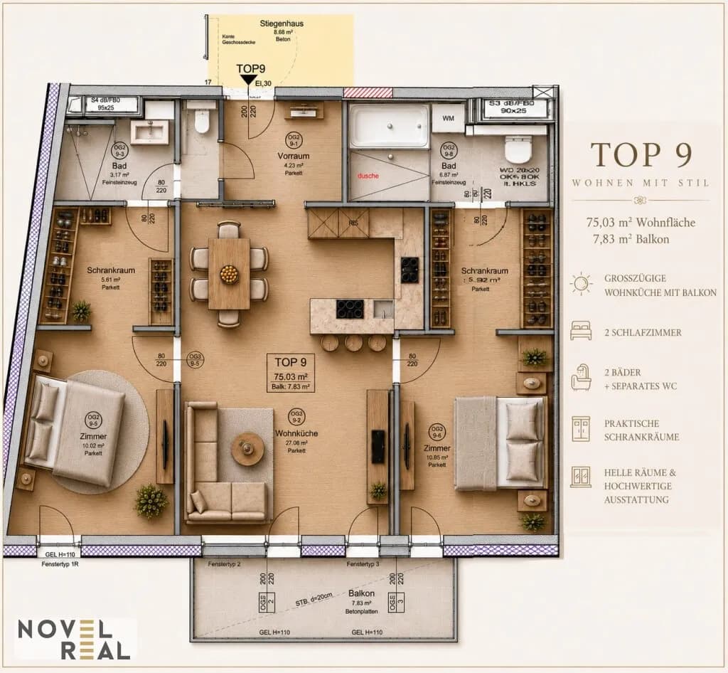 3-Zimmer-Wohnung kaufen in Wien – 78,95 m², € 755.250 – Bild 26 von 26