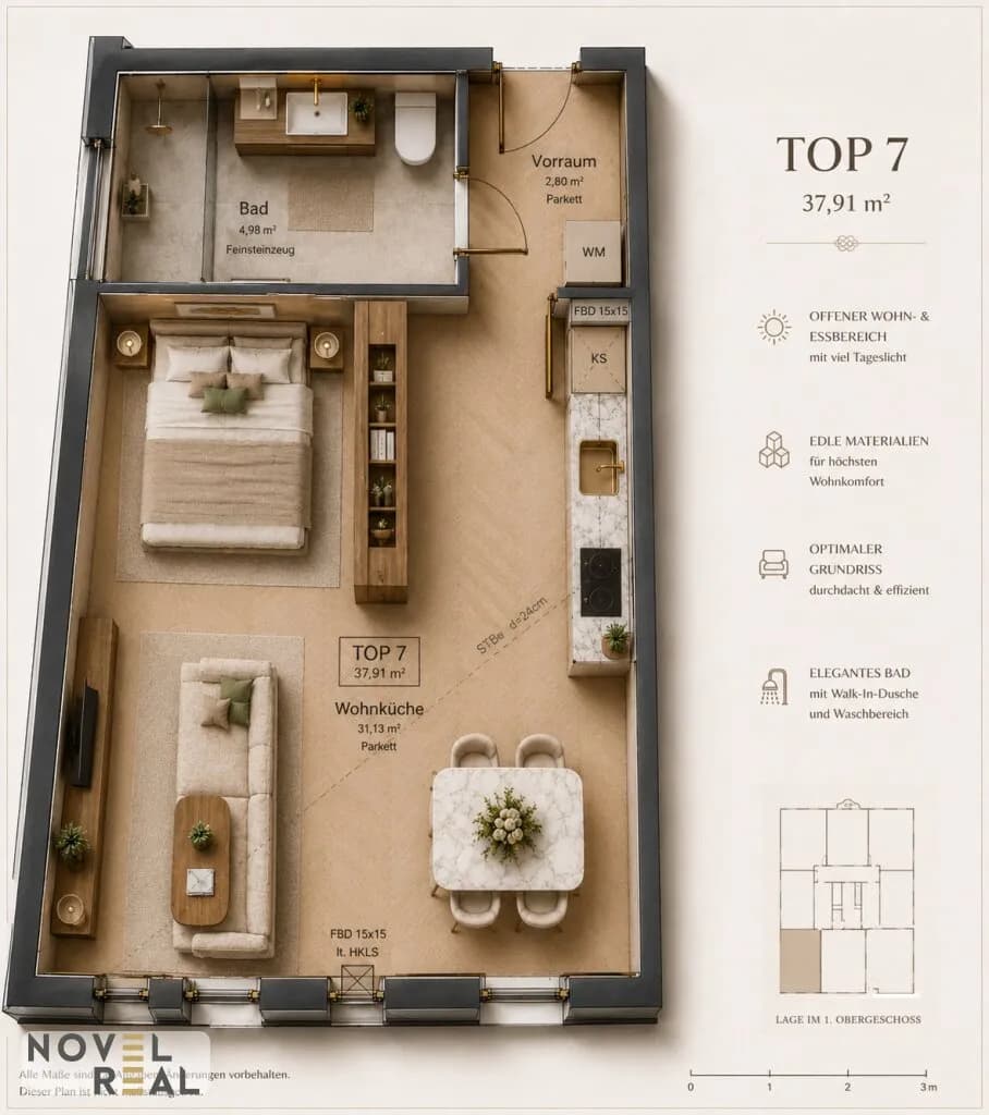 1-Zimmer-Wohnung kaufen in Wien – 37,91 m², € 356.250 – Bild 21 von 21