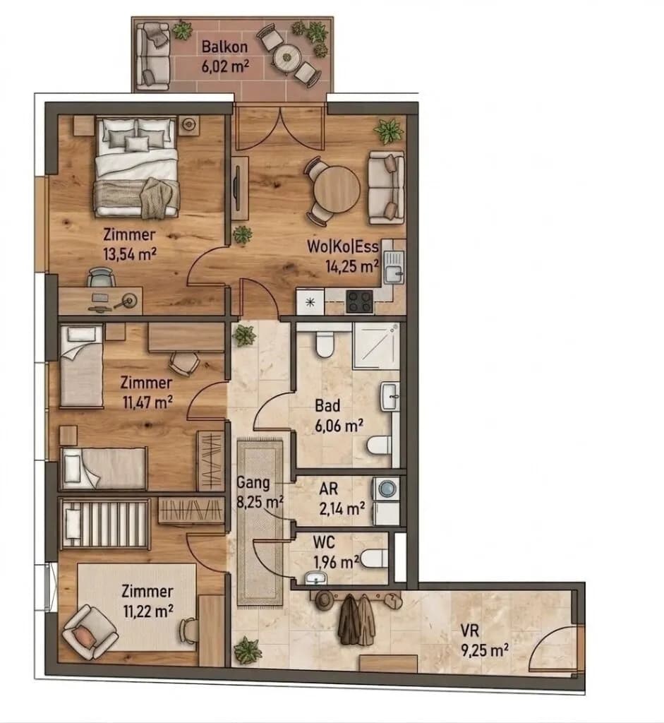 3-Zimmer-Wohnung kaufen in Graz – 78,14 m², € 429.098 – Bild 7 von 8
