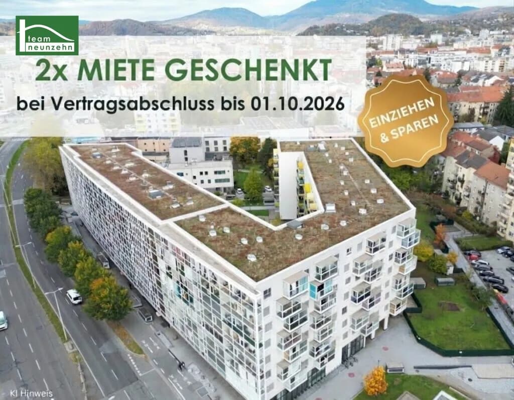 2-Zimmer-Wohnung mieten in Graz – 51,55 m², € 803