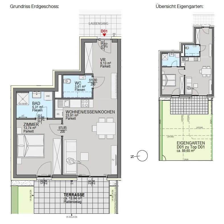 2-Zimmer-Wohnung kaufen in Graz – 55,7 m², € 291.900 – Bild 2 von 6
