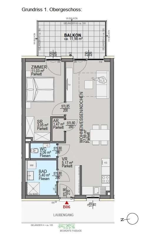 2-Zimmer-Wohnung kaufen in Graz – 55,74 m², € 272.000 – Bild 5 von 6