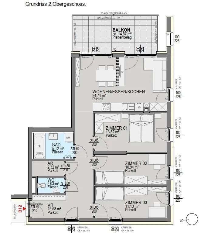 4-Zimmer-Wohnung kaufen in Graz – 85,26 m², € 429.800 – Bild 5 von 6