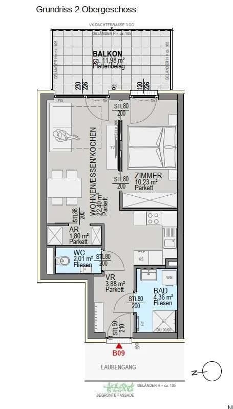 2-Zimmer-Wohnung kaufen in Graz – 44,68 m², € 219.900 – Bild 5 von 6