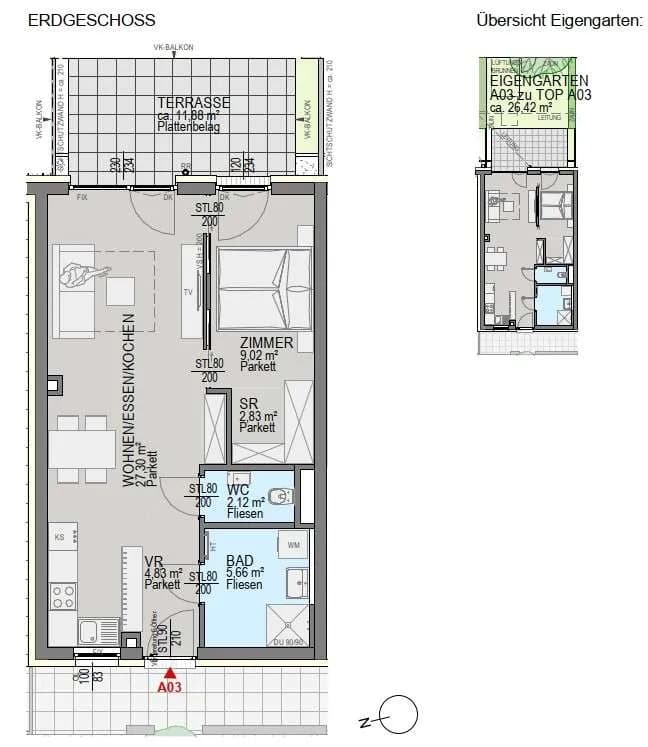 2-Zimmer-Wohnung kaufen in Graz – 51,76 m², € 242.900 – Bild 2 von 6