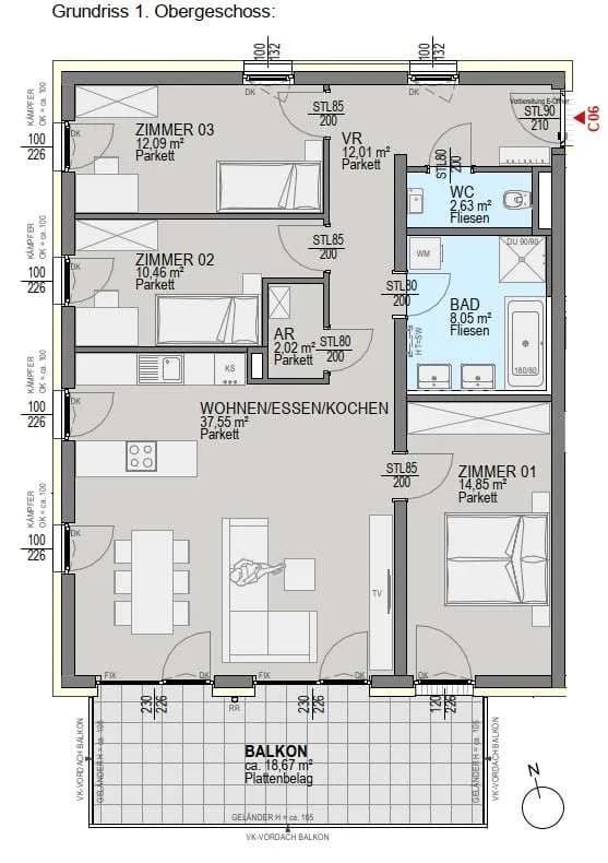 4-Zimmer-Wohnung kaufen in Graz – 99,66 m², € 484.900 – Bild 2 von 6
