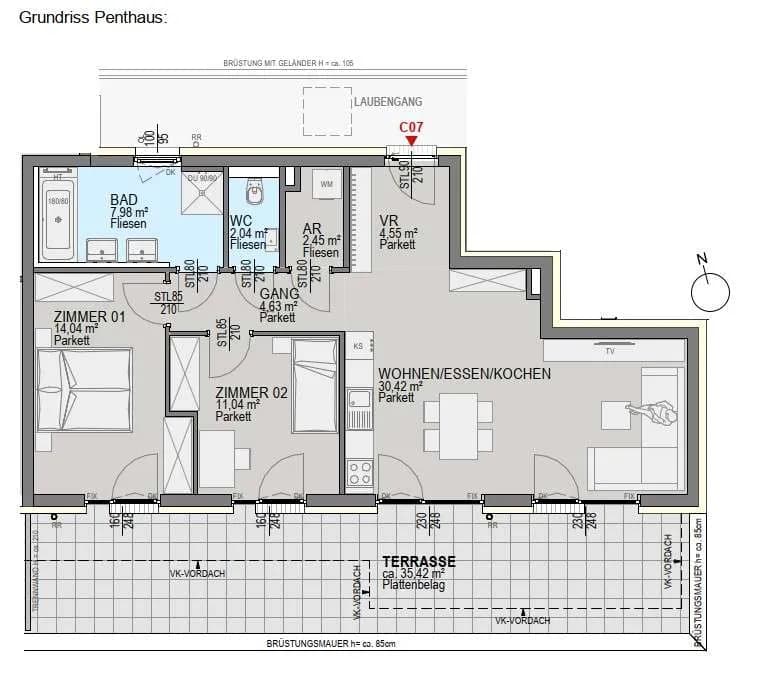 3-Zimmer-Wohnung kaufen in Graz – 77,15 m², € 542.200 – Bild 2 von 6