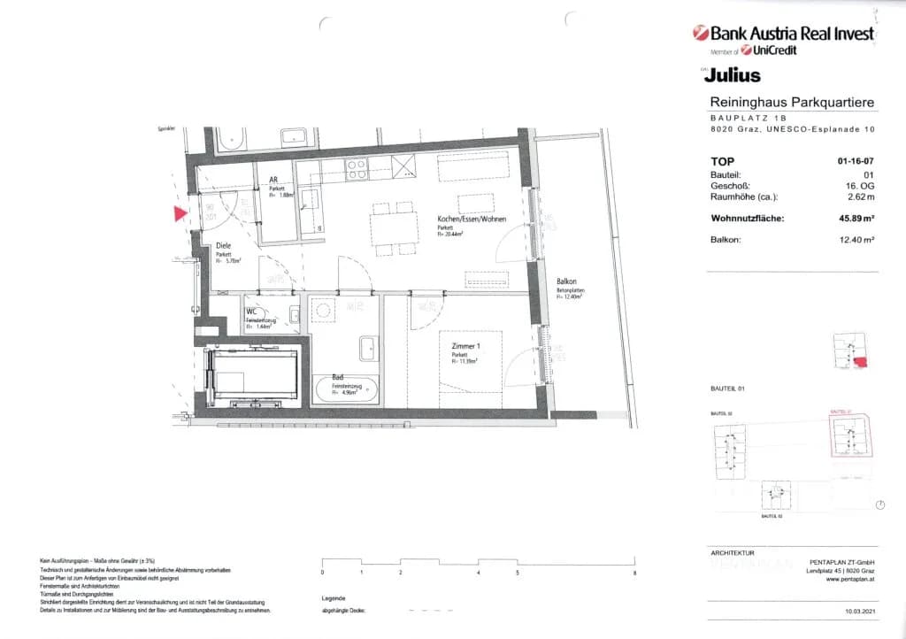 2-Zimmer-Wohnung mieten in Graz – 45,89 m², € 775 – Bild 18 von 18