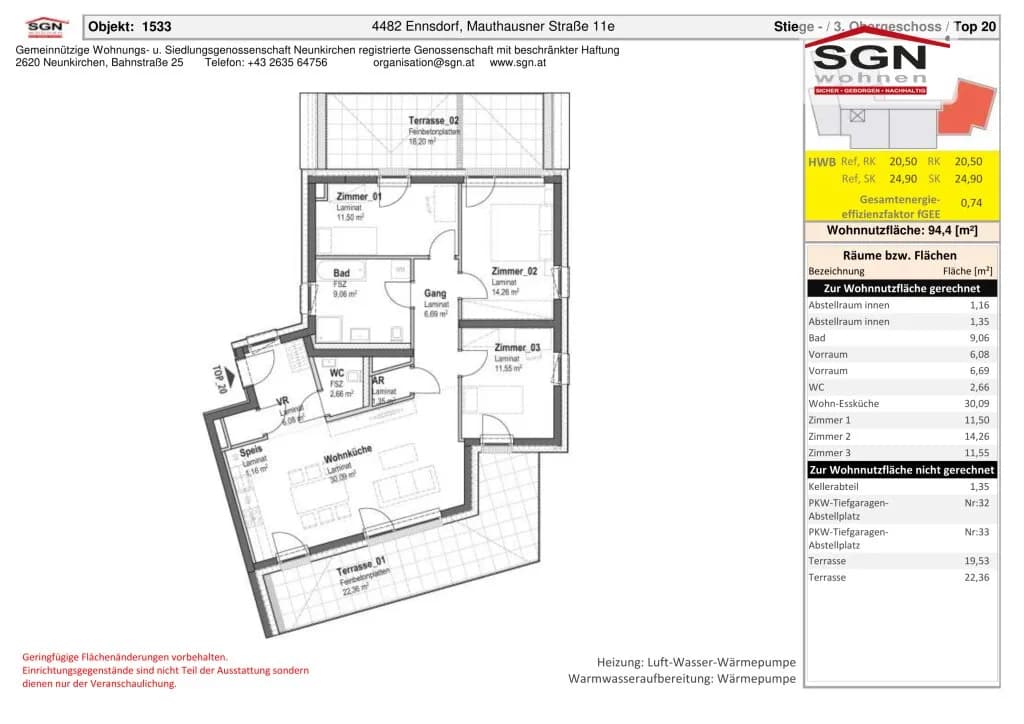 4-Zimmer-Wohnung mieten in Amstetten – 94,4 m², € 1.455 – Bild 24 von 24