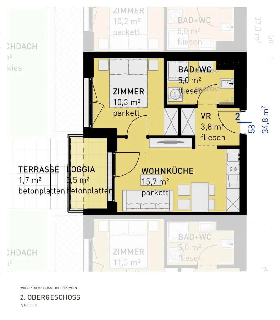 2-Zimmer-Wohnung kaufen in Wien – 34,8 m², € 242.500 – Bild 6 von 6
