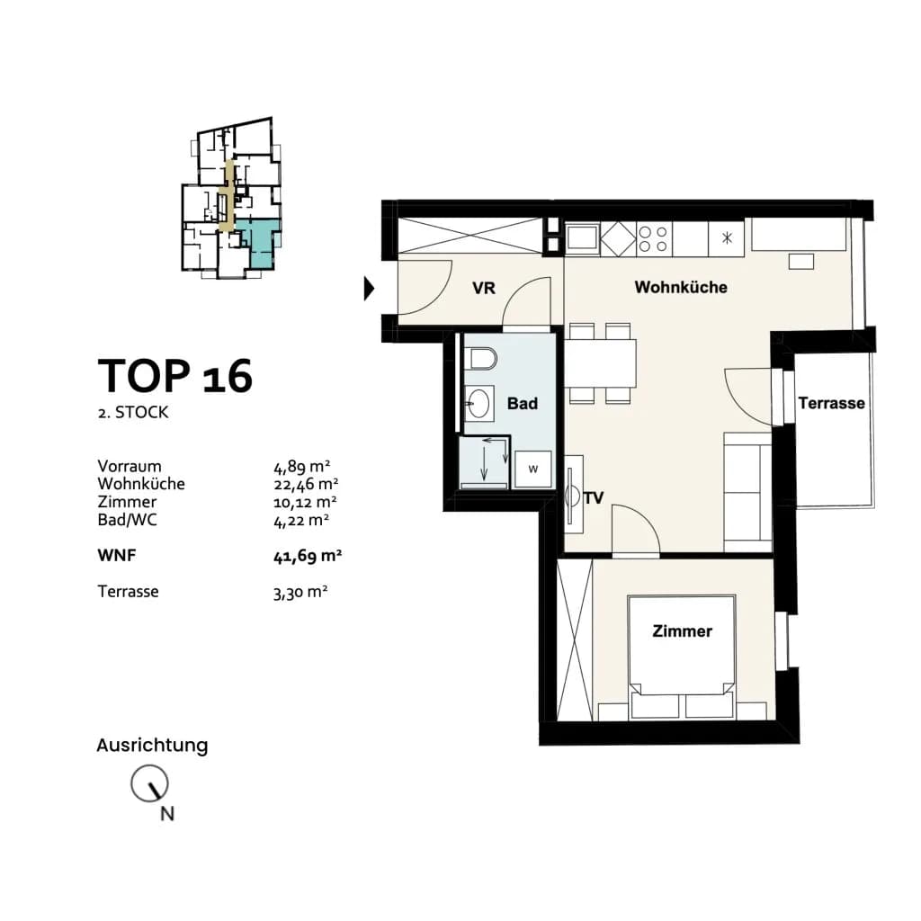 2-Zimmer-Wohnung kaufen in Wien – 41,69 m², € 277.944 – Bild 8 von 8