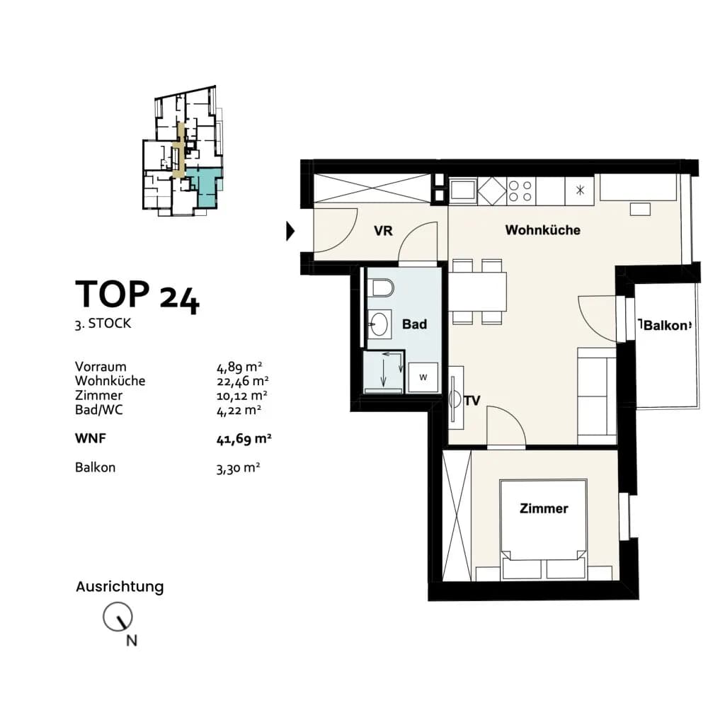 2-Zimmer-Wohnung kaufen in Wien – 41,69 m², € 293.342 – Bild 11 von 11