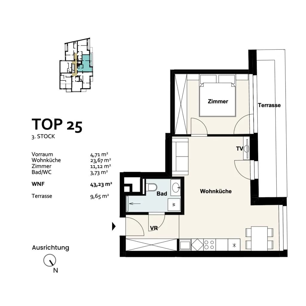 2-Zimmer-Wohnung kaufen in Wien – 43,23 m², € 316.697 – Bild 9 von 9