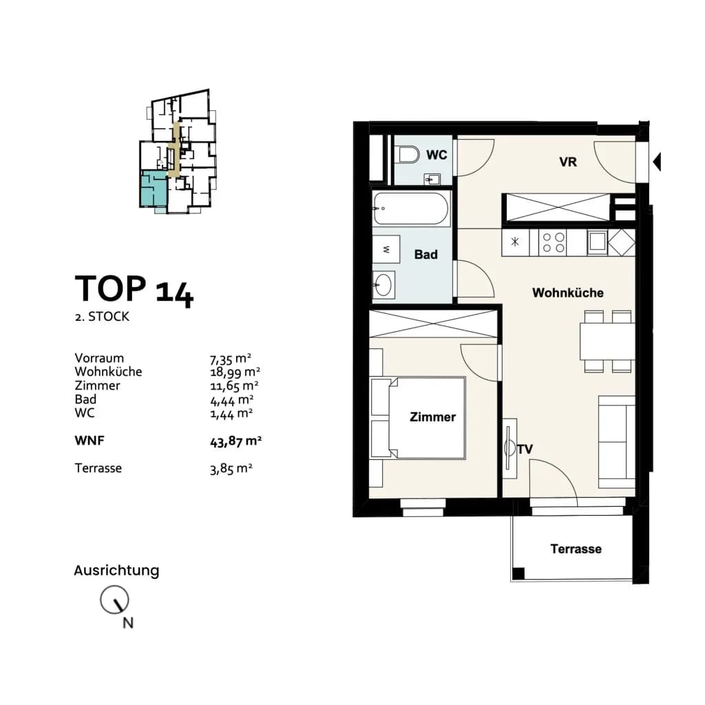 2-Zimmer-Wohnung kaufen in Wien – 43,87 m², € 299.843 – Bild 9 von 9