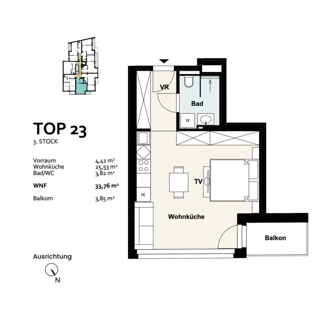 1-Zimmer-Wohnung kaufen in Wien – 33,76 m², € 251.303 – Bild 8 von 8