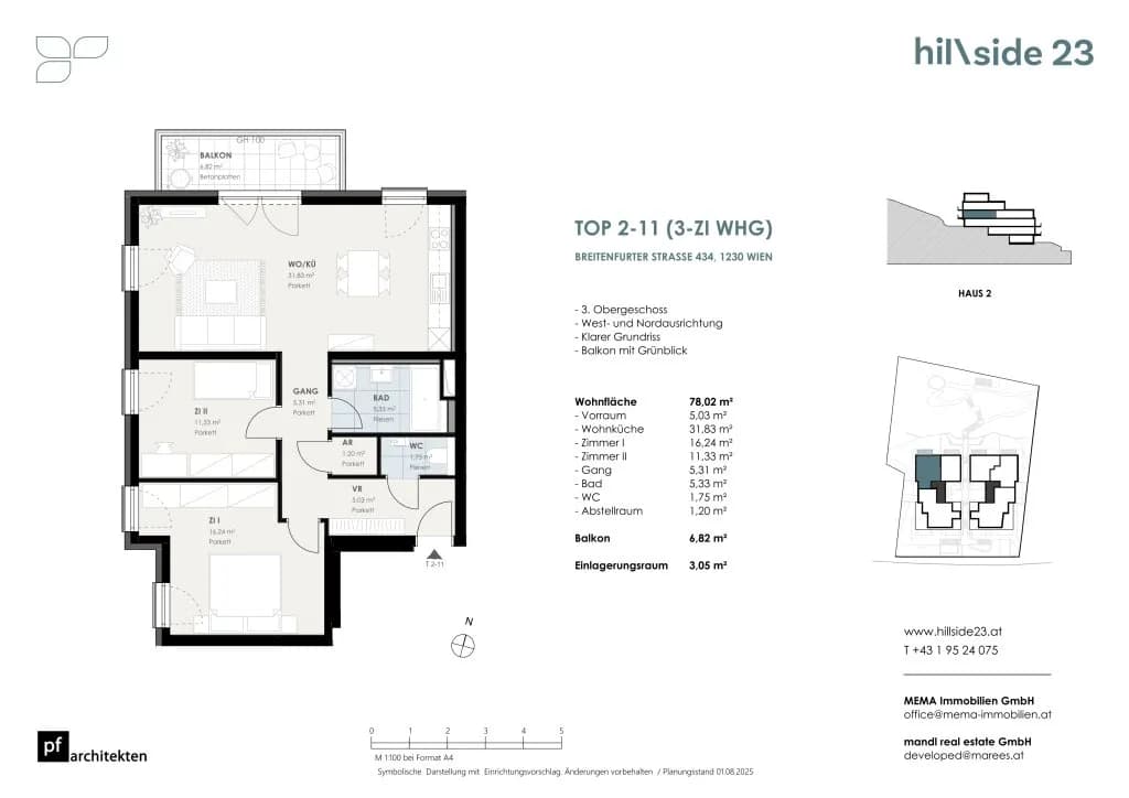 3-Zimmer-Wohnung kaufen in Wien – 78,02 m², € 549.500
