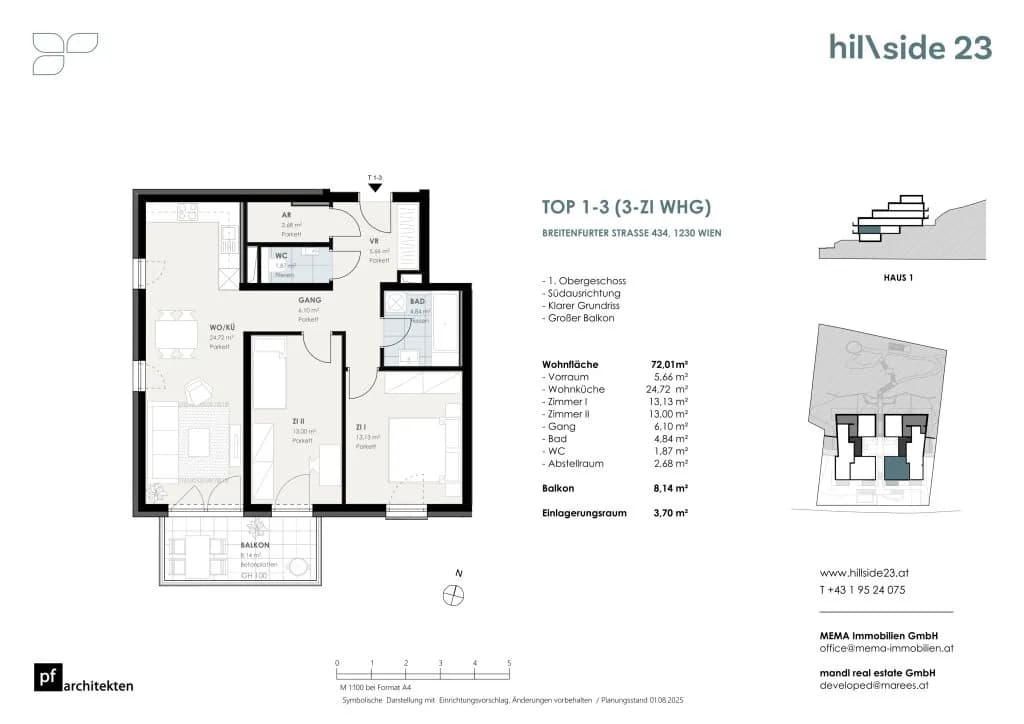 3-Zimmer-Wohnung kaufen in Wien – 72,24 m², € 499.500