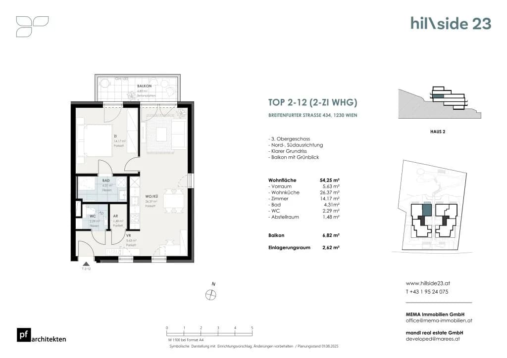 2-Zimmer-Wohnung kaufen in Wien – 54,25 m², € 374.500 – Bild 1 von 15