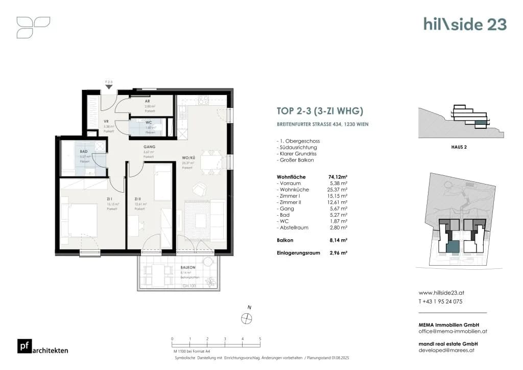 3-Zimmer-Wohnung kaufen in Wien – 74,28 m², € 459.500 – Bild 1 von 15