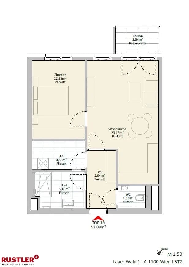 2-Zimmer-Wohnung mieten in Wien – 52,09 m², € 1.049 – Bild 20 von 20