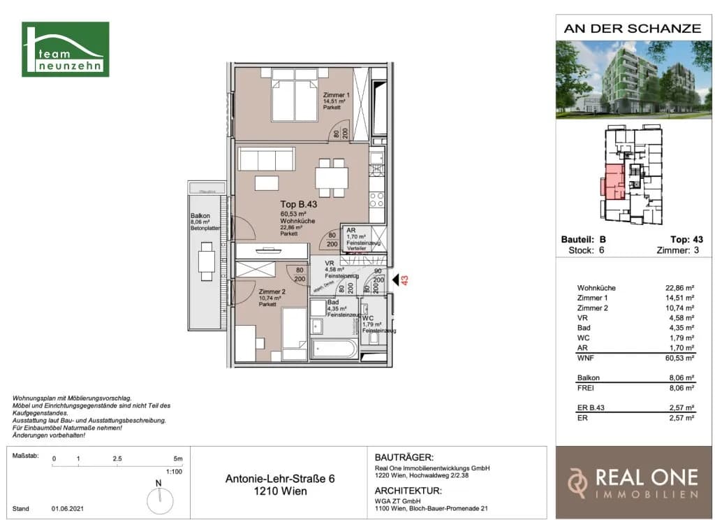 3-Zimmer-Wohnung kaufen in Wien – 60,53 m², € 499.000 – Bild 13 von 13