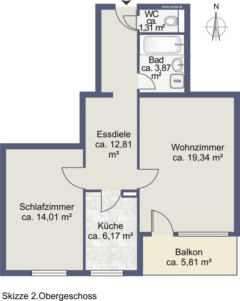 2-Zimmer-Wohnung kaufen in Salzburg-Umgebung – 57,51 m², € 189.900 – Bild 6 von 6