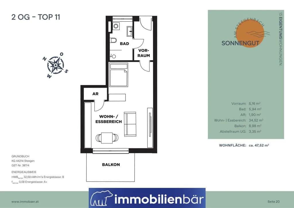 1-Zimmer-Wohnung kaufen in Grieskirchen – 47,52 m², € 190.000 – Bild 10 von 10