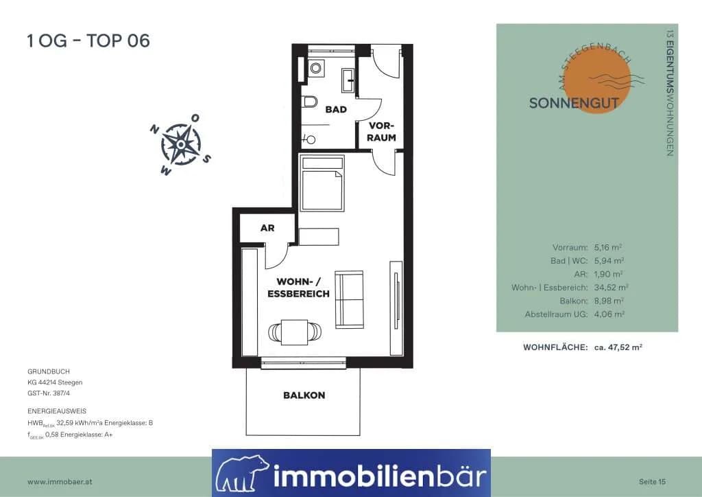 1-Zimmer-Wohnung kaufen in Grieskirchen – 47,52 m², € 190.000 – Bild 10 von 10
