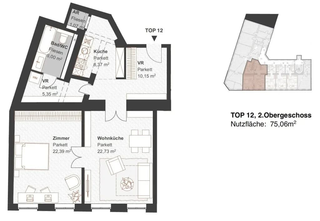 2-Zimmer-Wohnung kaufen in Wien – 75,29 m², € 299.000 – Bild 11 von 11
