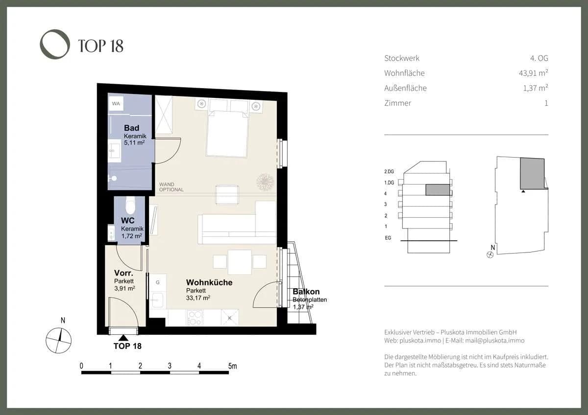 1-Zimmer-Wohnung kaufen in Wien – 43,91 m², € 325.000 – Bild 10 von 10