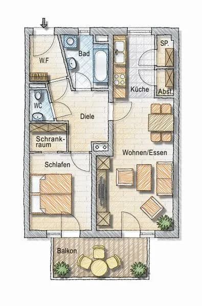 2-Zimmer-Wohnung mieten in Graz – 59,91 m², € 789 – Bild 8 von 8
