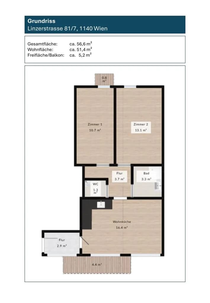 3-Zimmer-Wohnung kaufen in Wien – 51,4 m², € 299.000 – Bild 20 von 20