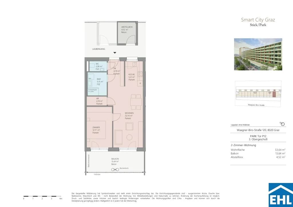 2-Zimmer-Wohnung mieten in Graz – 53,41 m², € 799 – Bild 24 von 25