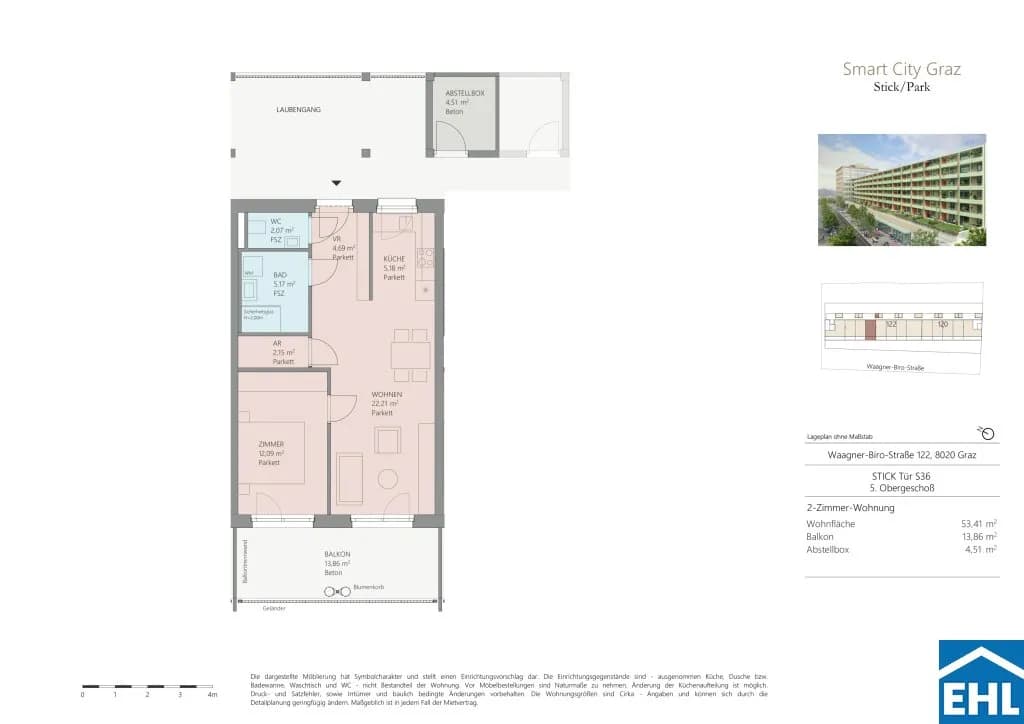 2-Zimmer-Wohnung mieten in Graz – 53,41 m², € 799 – Bild 25 von 25