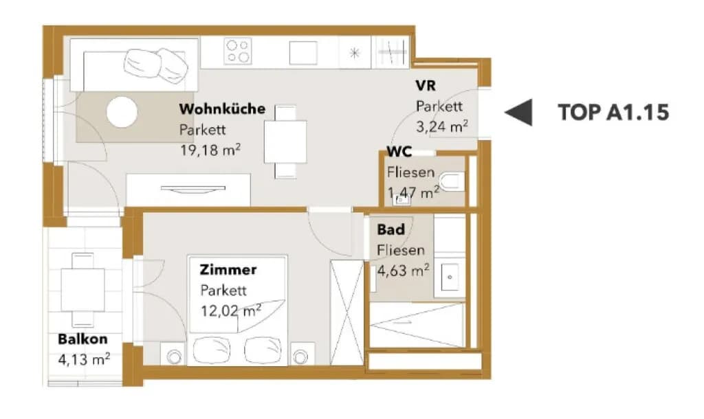 2-Zimmer-Wohnung mieten in Wien – 40,54 m², € 1.050 – Bild 17 von 17
