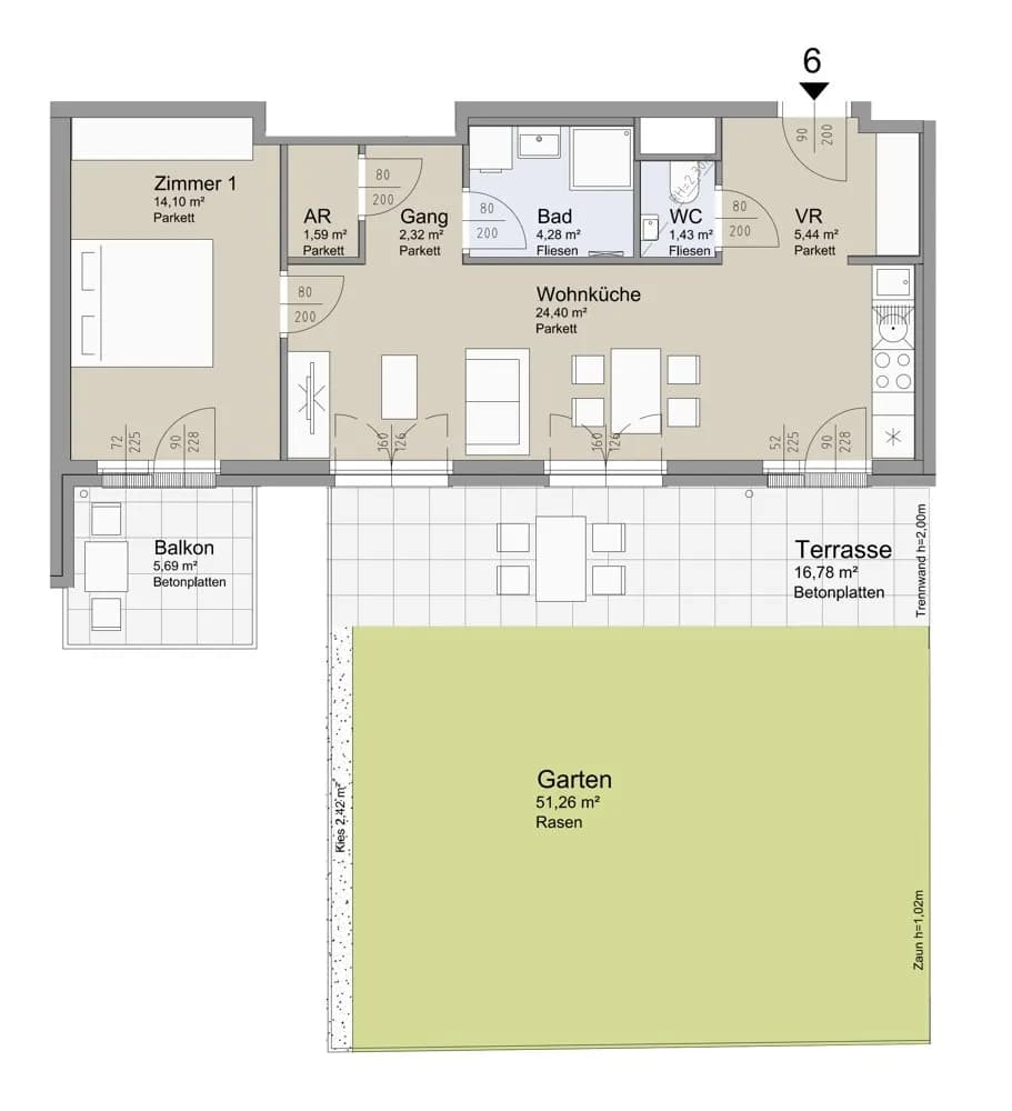 2-Zimmer-Wohnung kaufen in Wien – 53,39 m², € 454.000 – Bild 2 von 26
