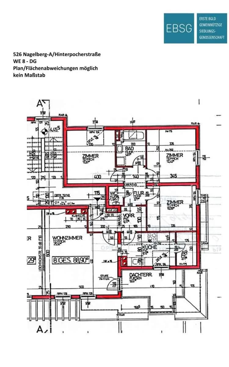 4-Zimmer-Wohnung mieten in Gmünd – 88,9 m², € 605 – Bild 2 von 7