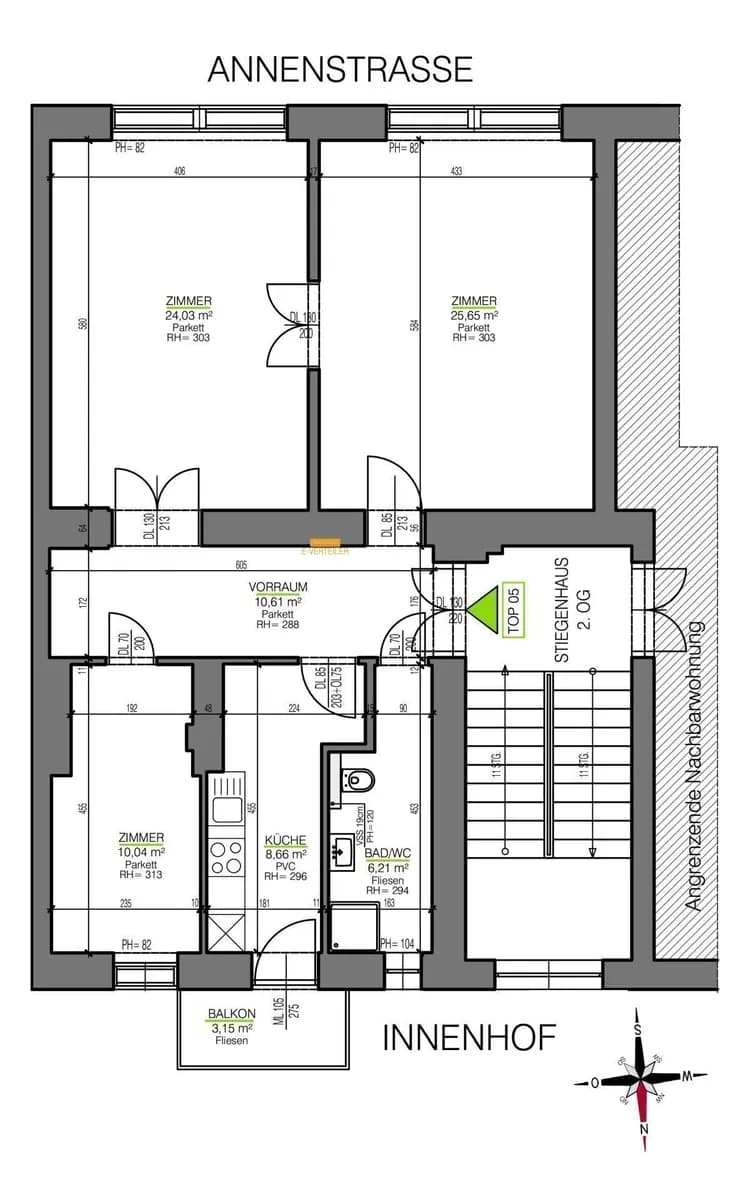 3-Zimmer-Wohnung mieten in Graz – 86,89 m², € 949 – Bild 2 von 7