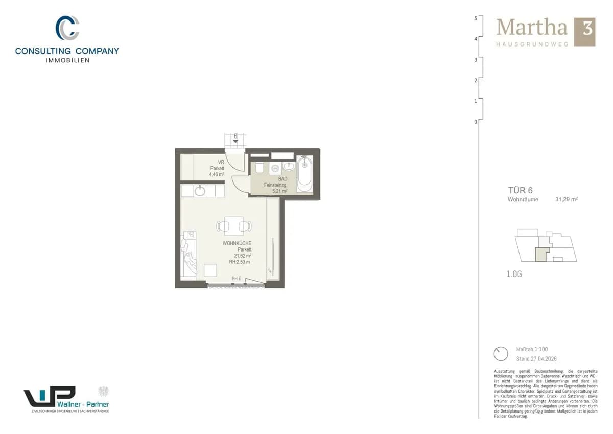 1-Zimmer-Wohnung kaufen in Wien – 31,29 m², € 172.100 – Bild 2 von 5