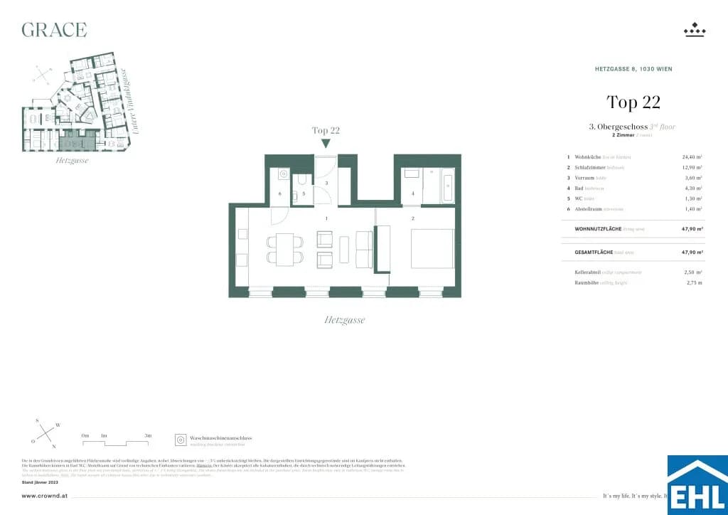 2-Zimmer-Wohnung kaufen in Wien – 48,4 m², € 519.000 – Bild 13 von 13