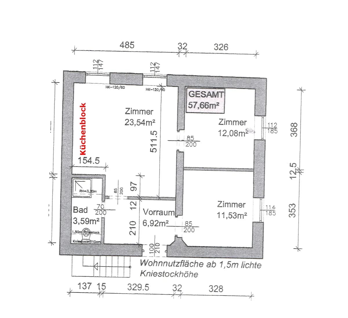 3-Zimmer-Wohnung mieten in Graz – 58 m², € 717