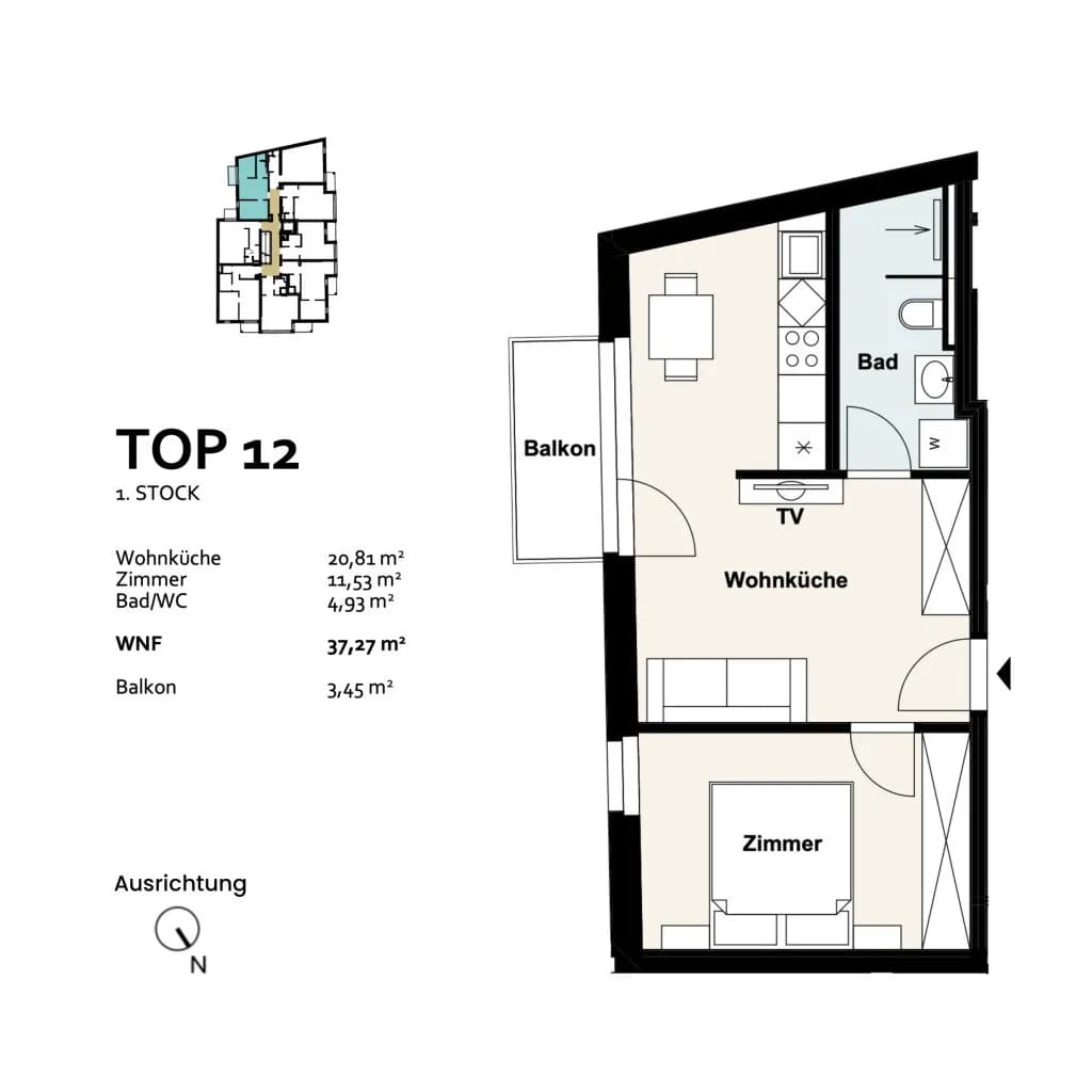 2-Zimmer-Wohnung kaufen in Wien – 37,27 m², € 239.379 – Bild 8 von 8