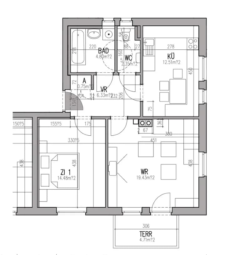2-Zimmer-Wohnung mieten in Südoststeiermark – 60,6 m², € 826 – Bild 2 von 2