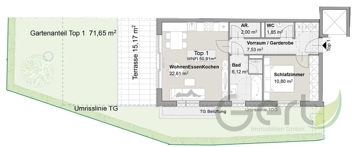 2-Zimmer-Immobilie kaufen in Salzburg-Umgebung – 51,19 m², € 435.000 – Bild 5 von 7