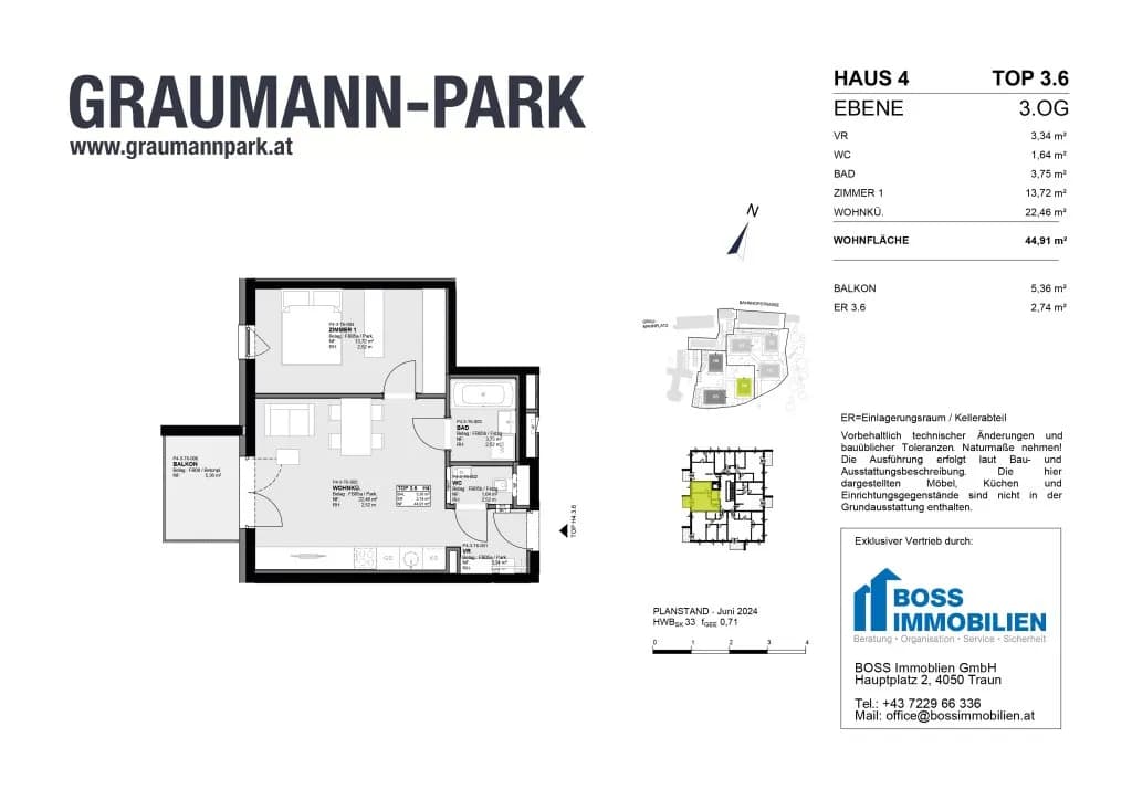 2-Zimmer-Wohnung kaufen in Linz Land – 44,44 m², € 274.600 – Bild 13 von 13