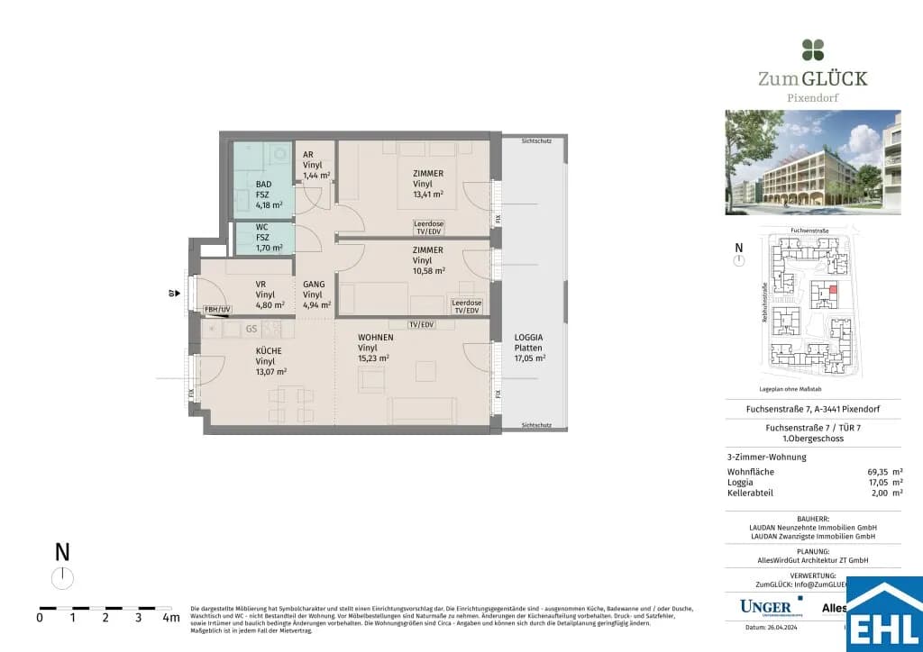 3-Zimmer-Wohnung mieten in Tulln – 69,35 m², € 1.130 – Bild 18 von 18